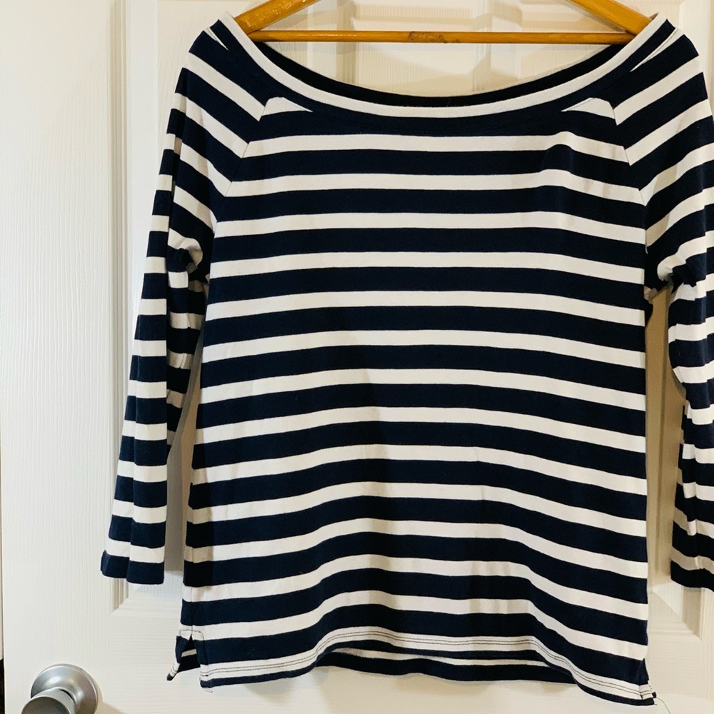 Talbots Blue and White Fitted 3/4 Sleeve Tunic
